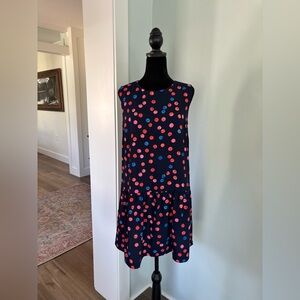 Cynthia Rowley navy and red cherry print drop waist shift dress size 6